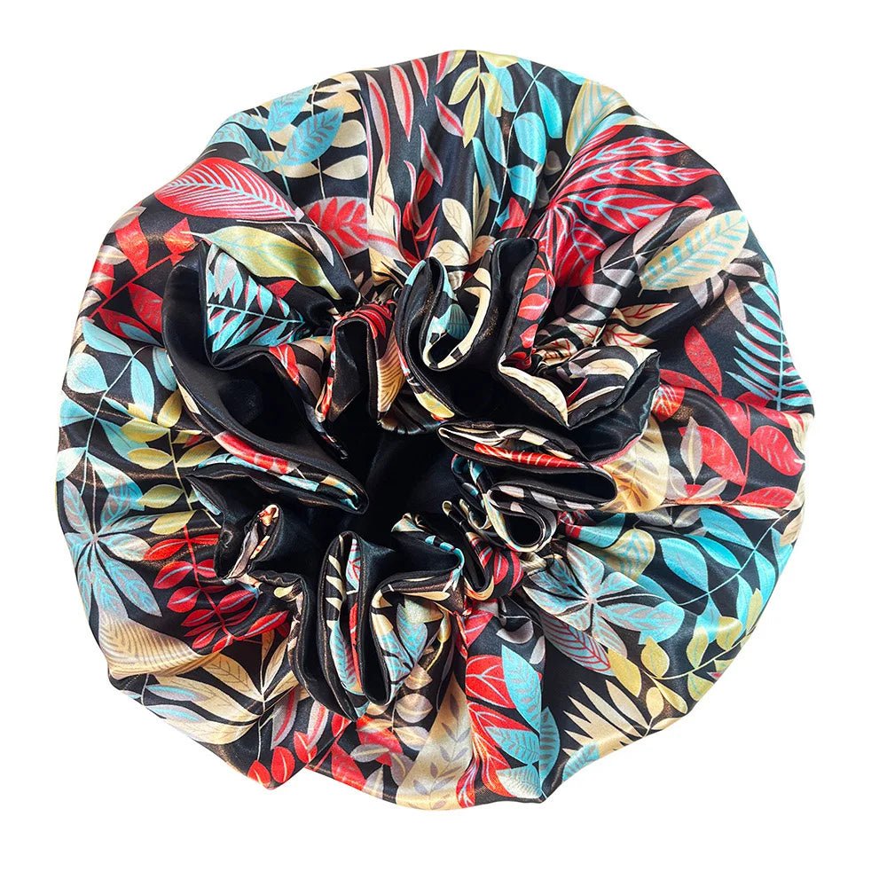 Double-Layer Satin Bonnet Cap: For Hair Extensions, Wigs, Sleep Protection Blue print
