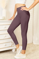 Double Take Wide Waistband Sports Leggings Chocolate / S