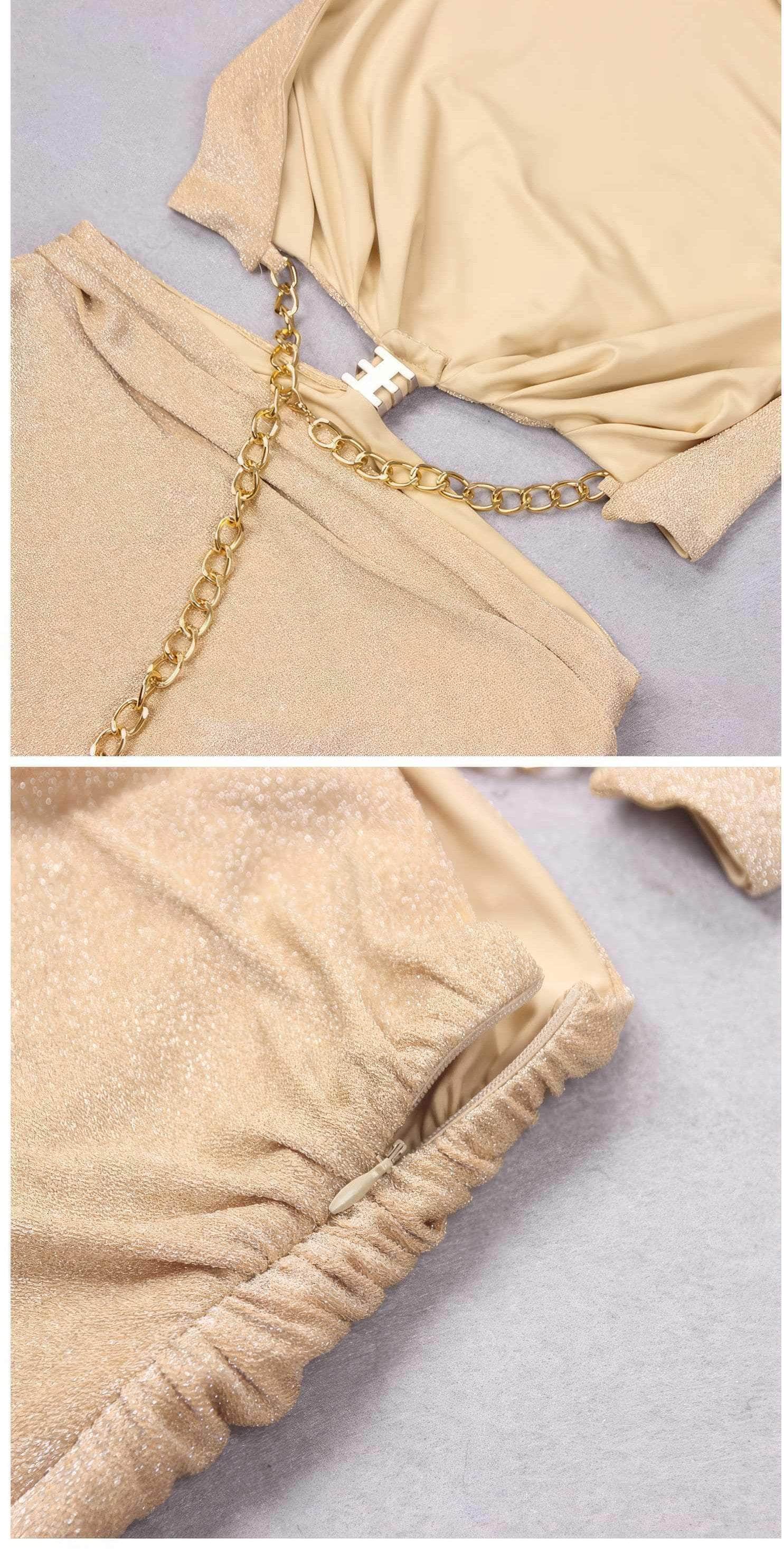 Draped Halter Neck Cutout High Slit Dress