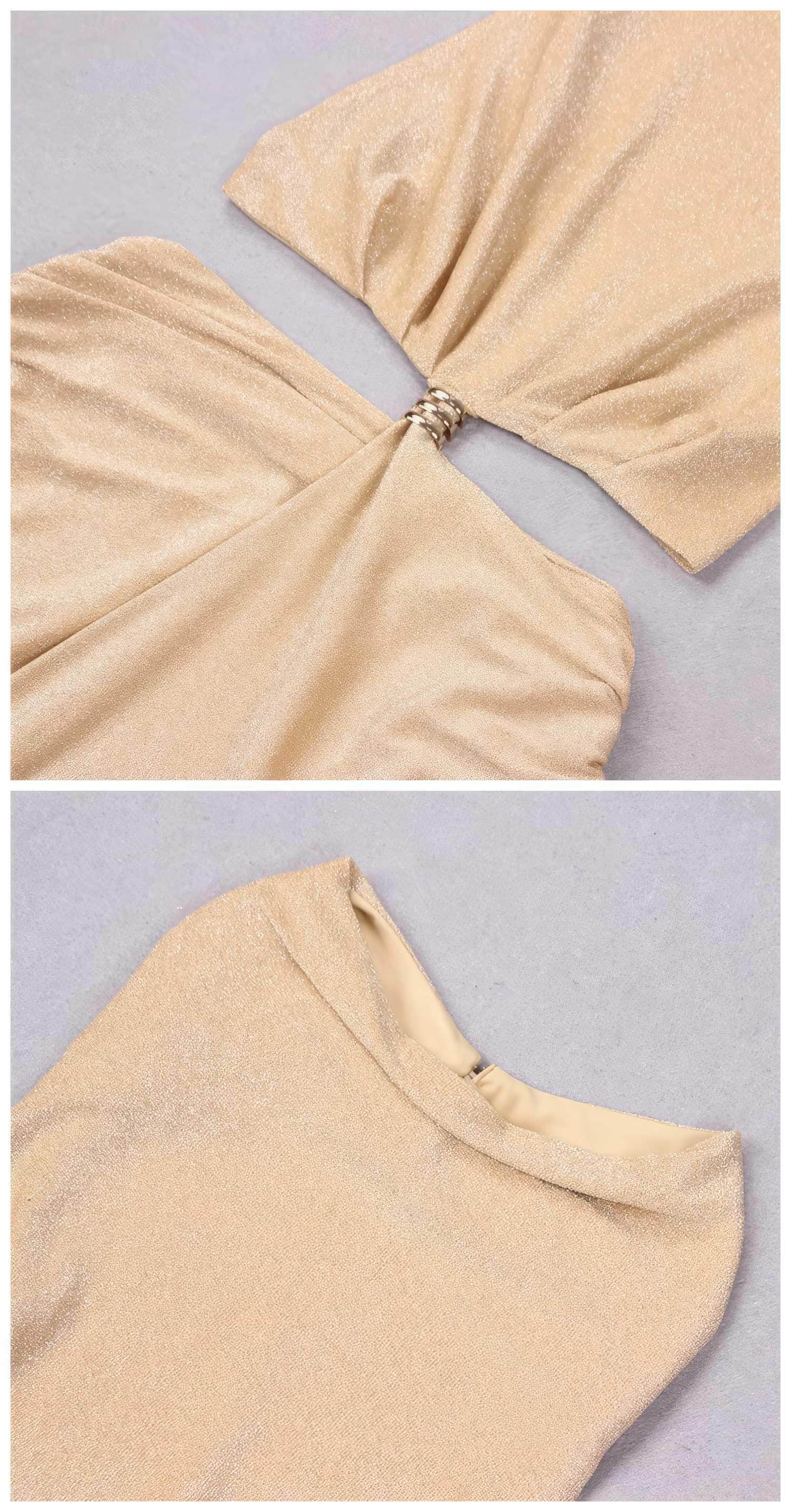 Draped Halter Neck Cutout High Slit Dress