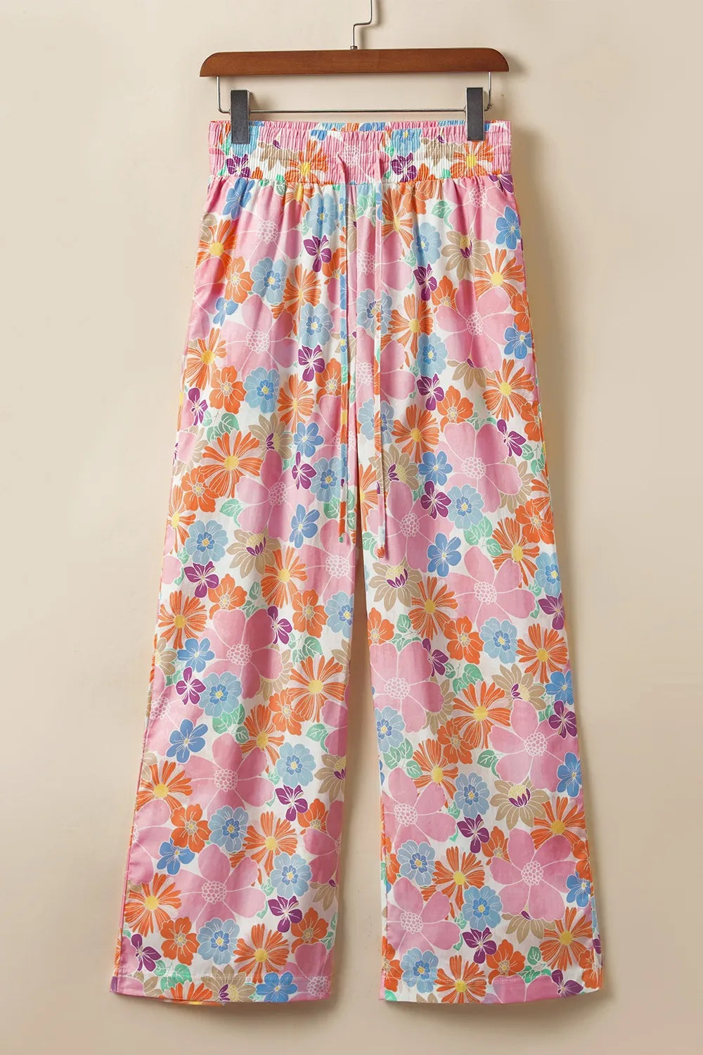 Drawstring High Waist Printed Wide leg Pants