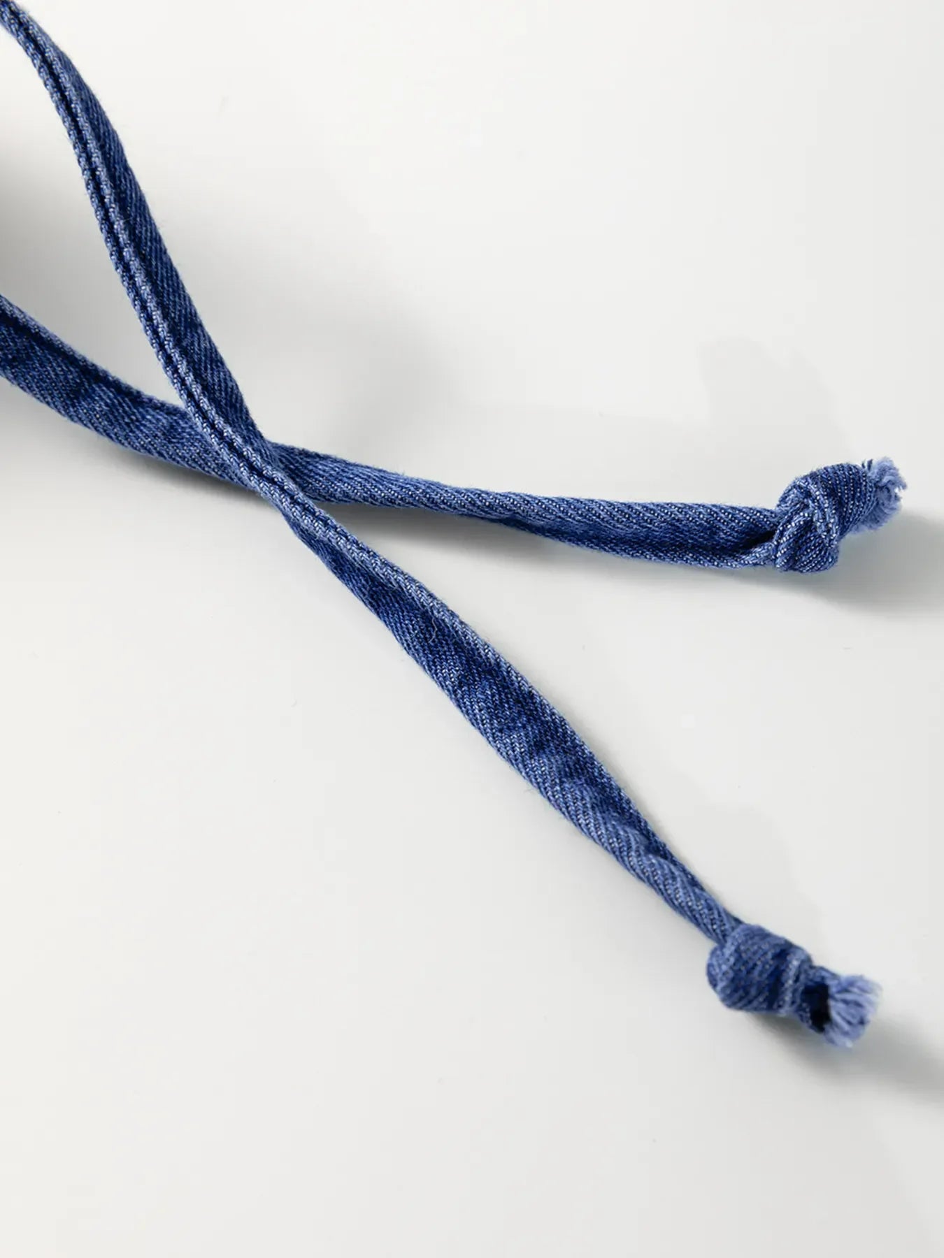 Drawstring High Waist Puff Sleeve Denim Mini Dress