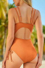 Drawstring Plunge One-Piece Swimwear