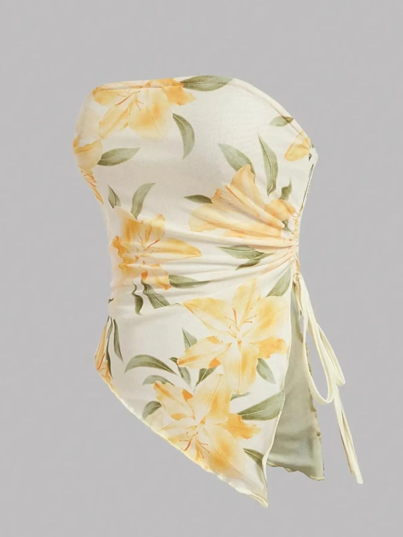 Drawstring Printed Tube Top