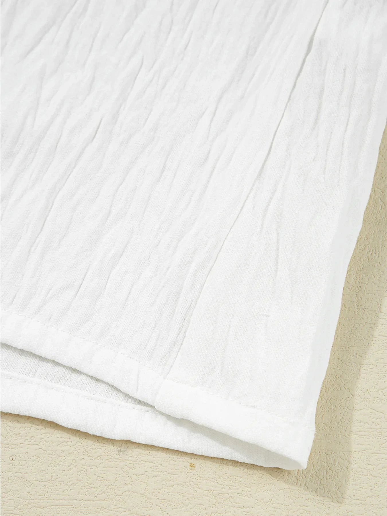 Drawstring Puff Sleeve Tie Neck Blouse