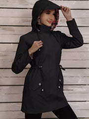 Drawstring Snap-Down Trench Coat