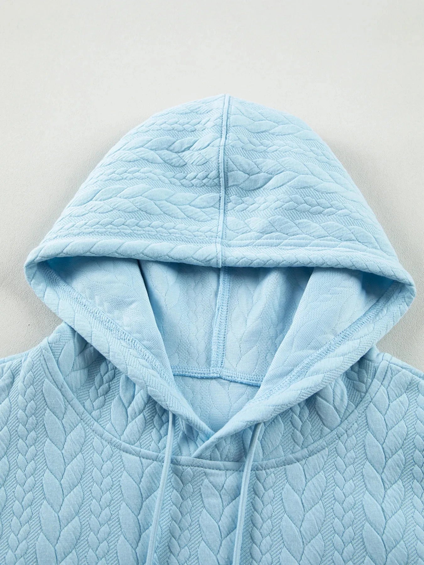 Drawstring Textured Baggy Solid Hoodie
