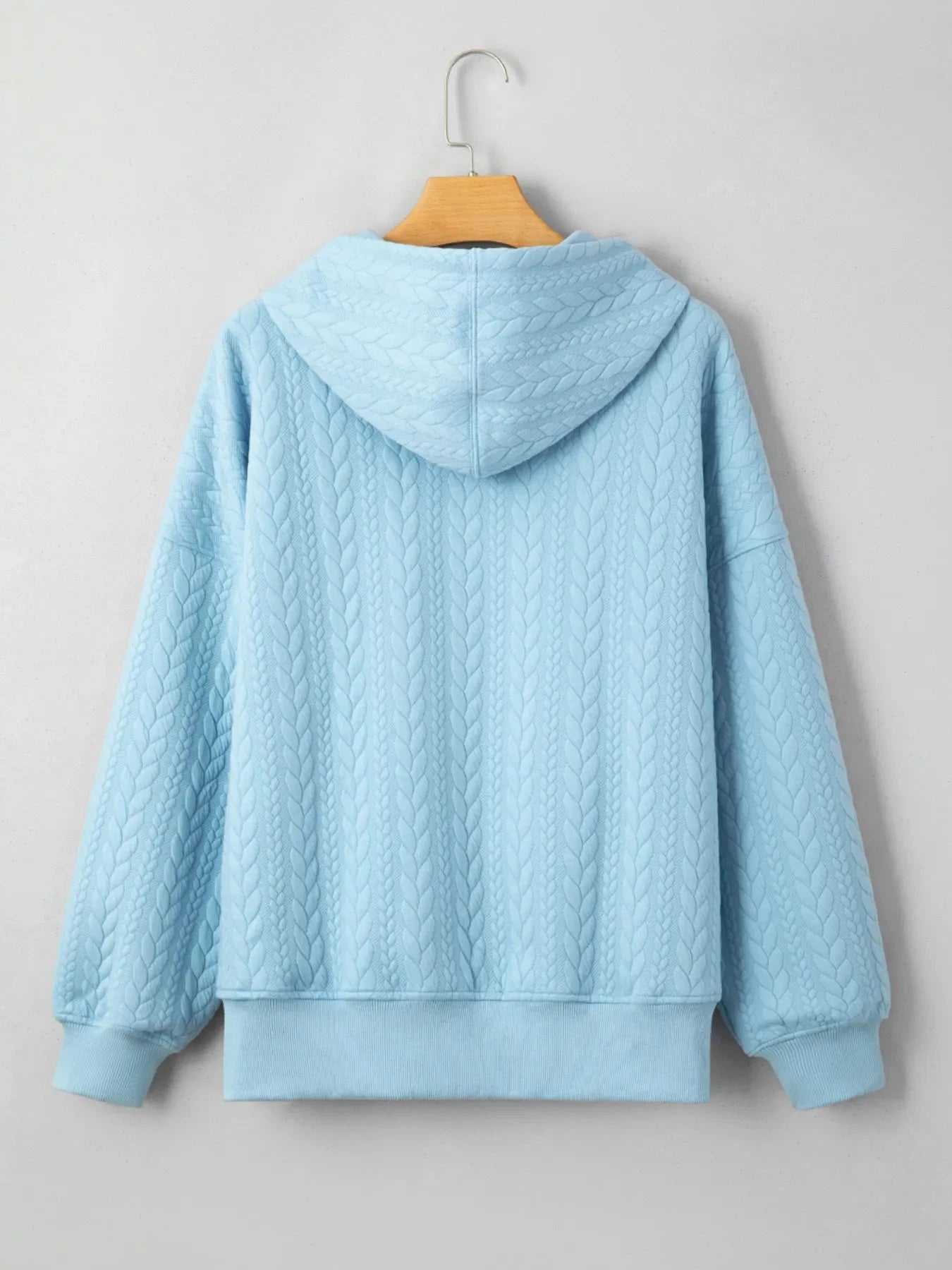 Drawstring Textured Baggy Solid Hoodie