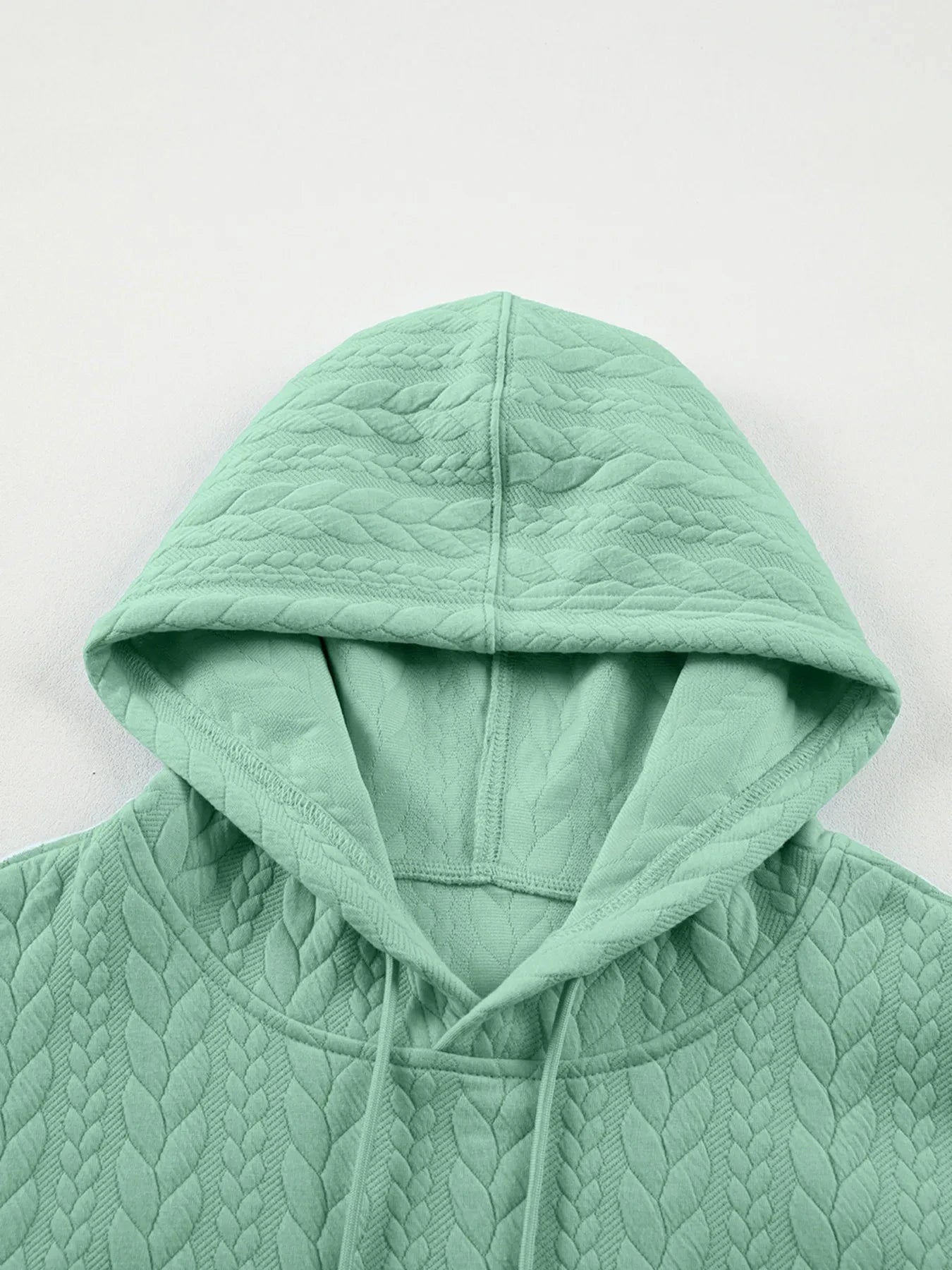 Drawstring Textured Baggy Solid Hoodie