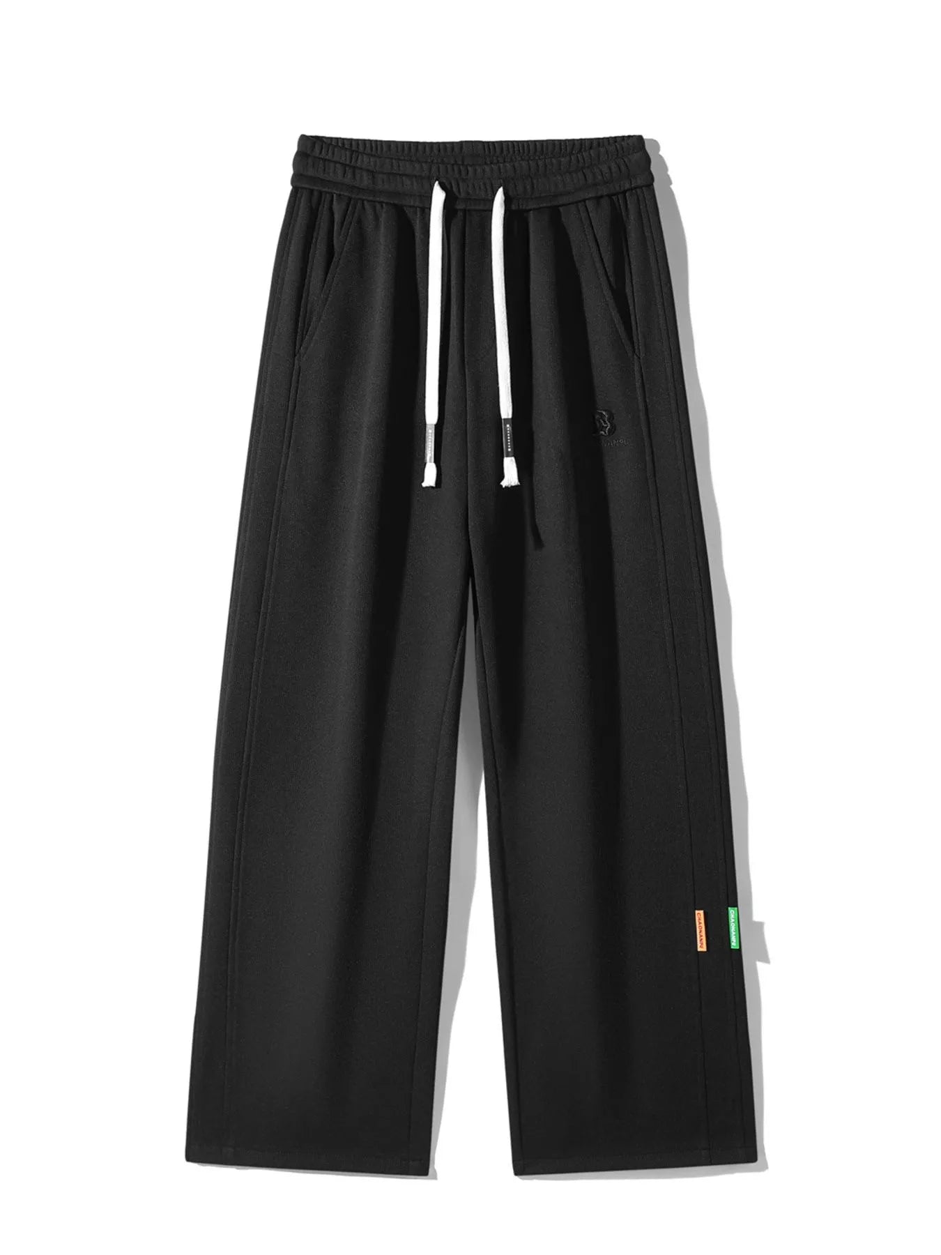 Men's casual loose fit pants with a drawstring waist and pockets.
