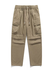 Men's relaxed fit cargo pants with a drawstring waist and pockets.