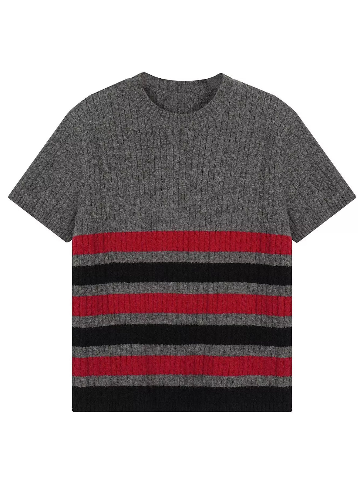 Men's short-sleeve knit top featuring a ribbed fabric texture.