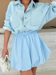 Elastic Waist Bubble Skirt