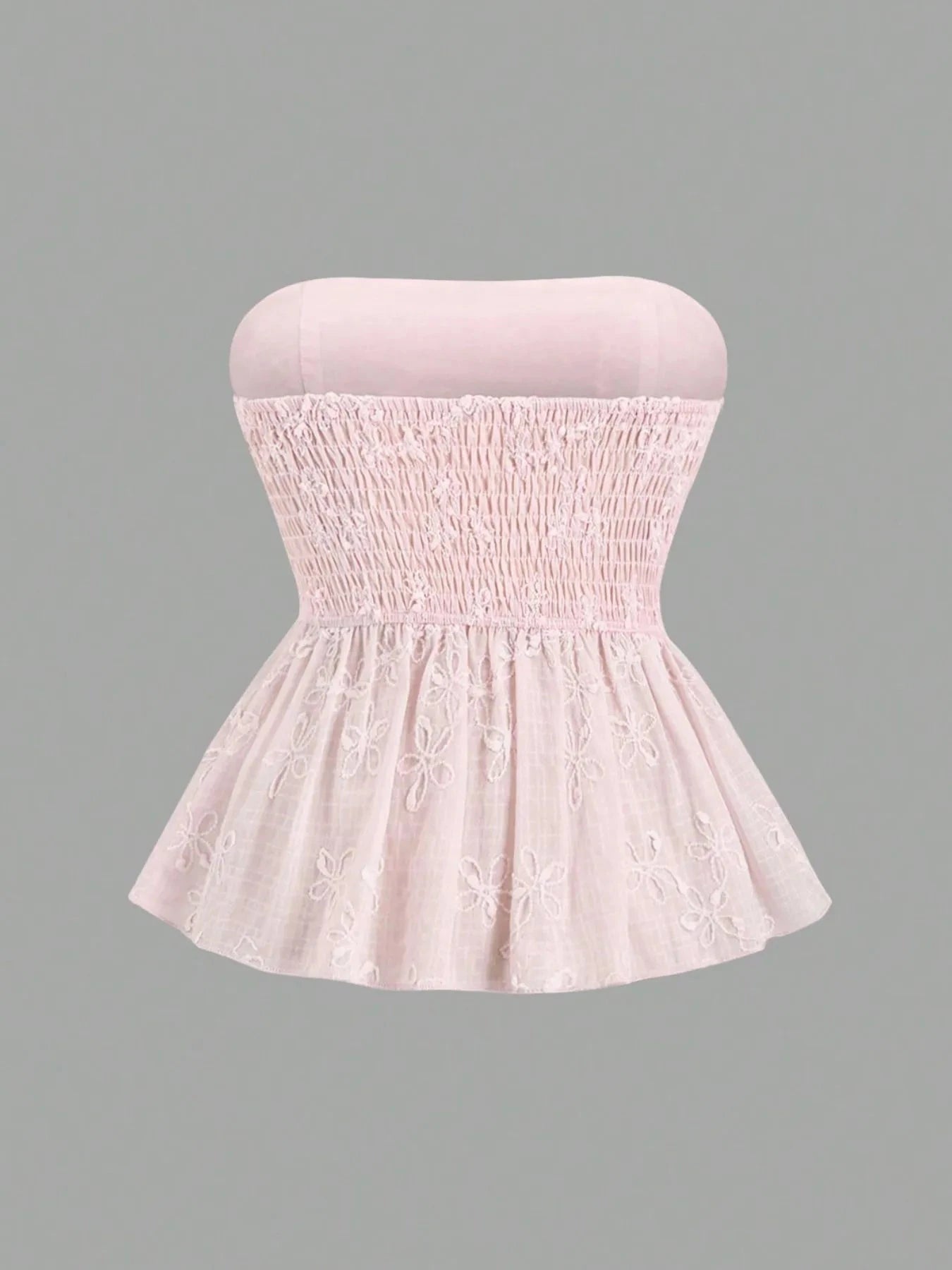 Embroidered Smocked Tube Top