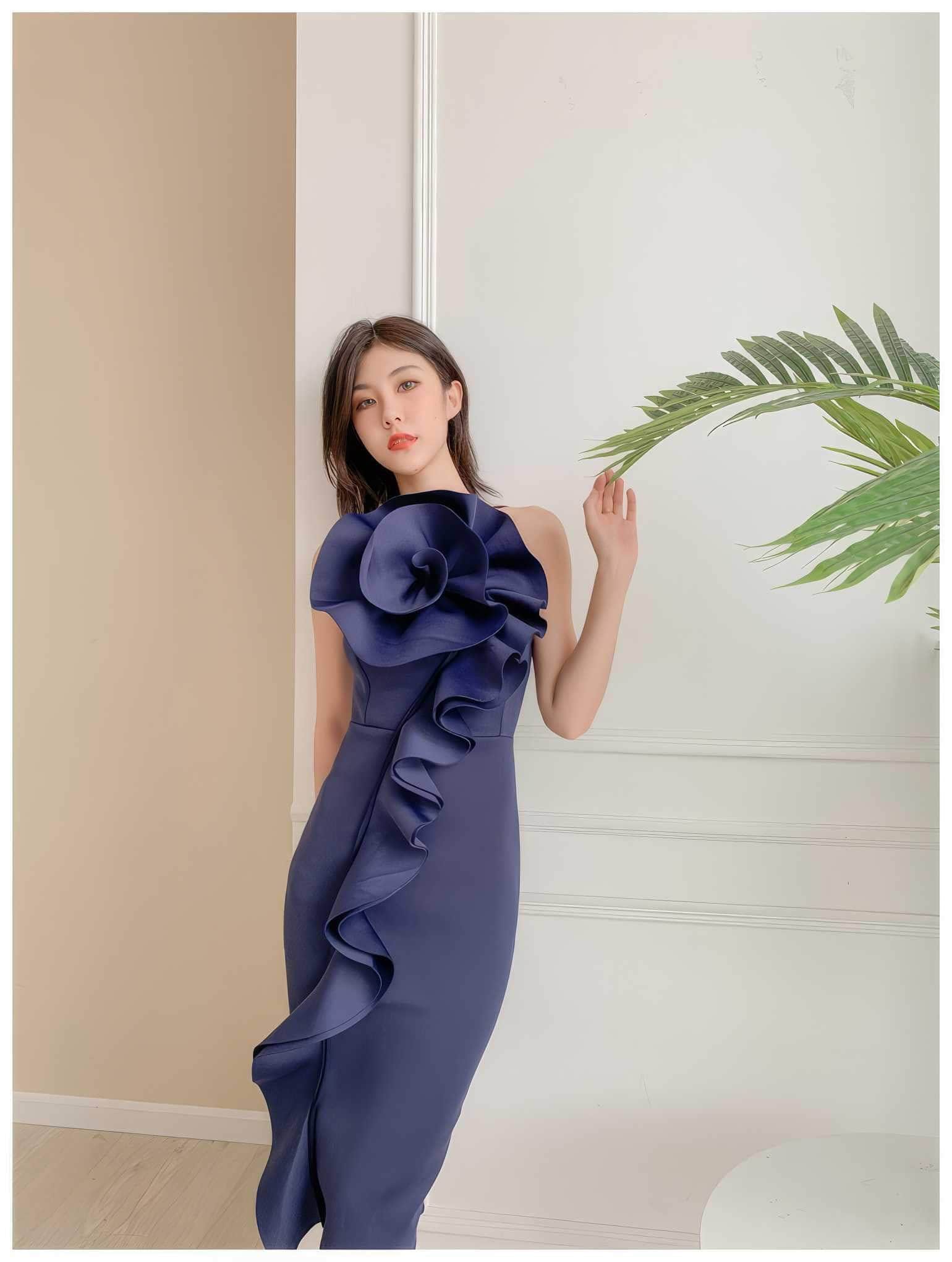 Exaggerated Front Ruffled Spaghetti Strap Dress