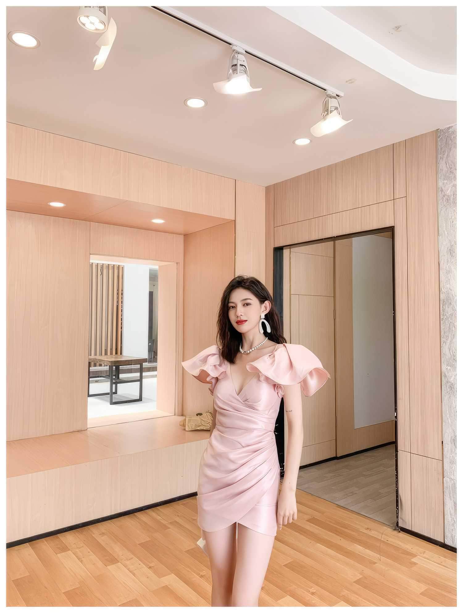 Exaggerated Ruffle Satin Mini Dress