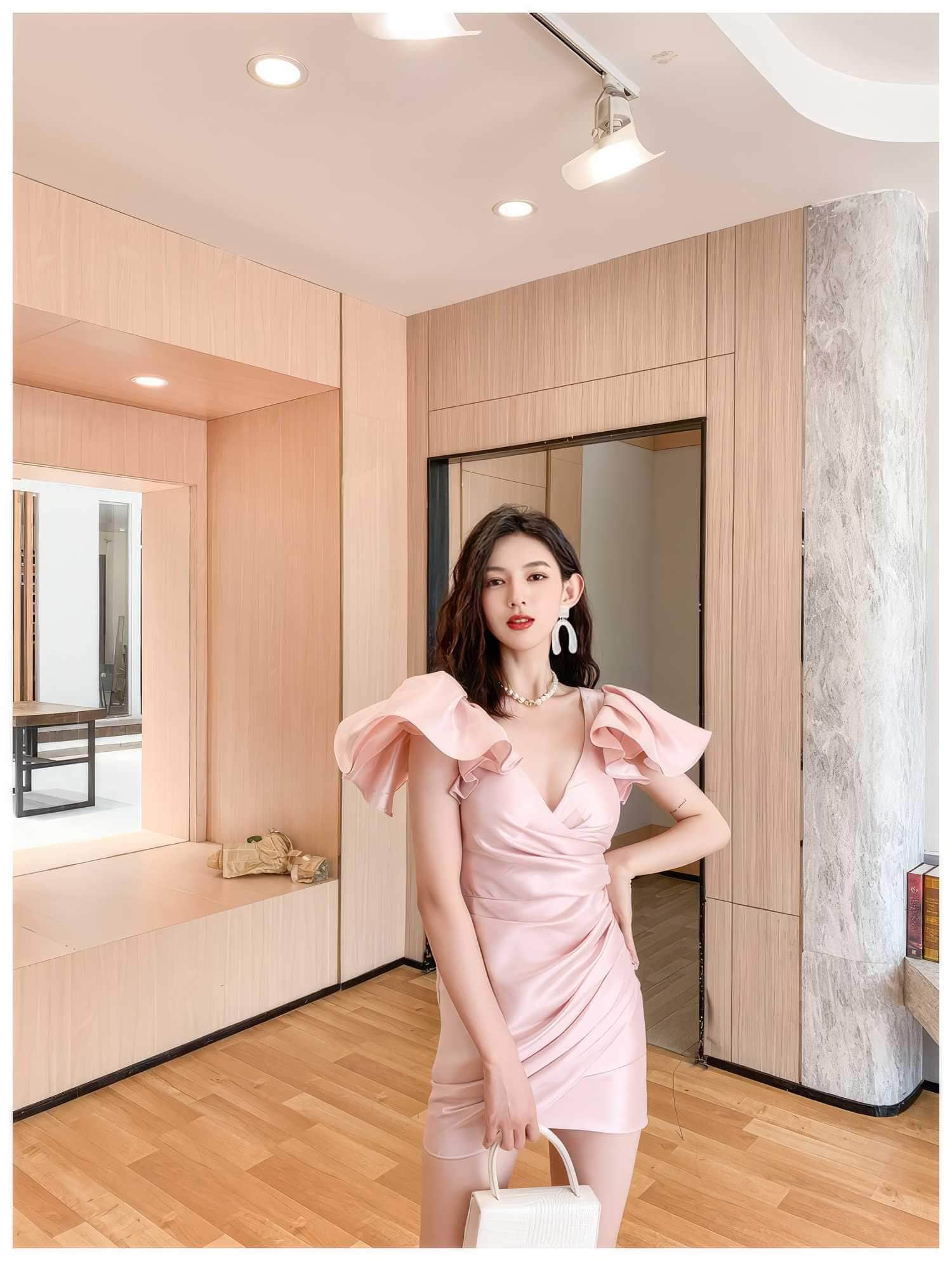 Exaggerated Ruffle Satin Mini Dress