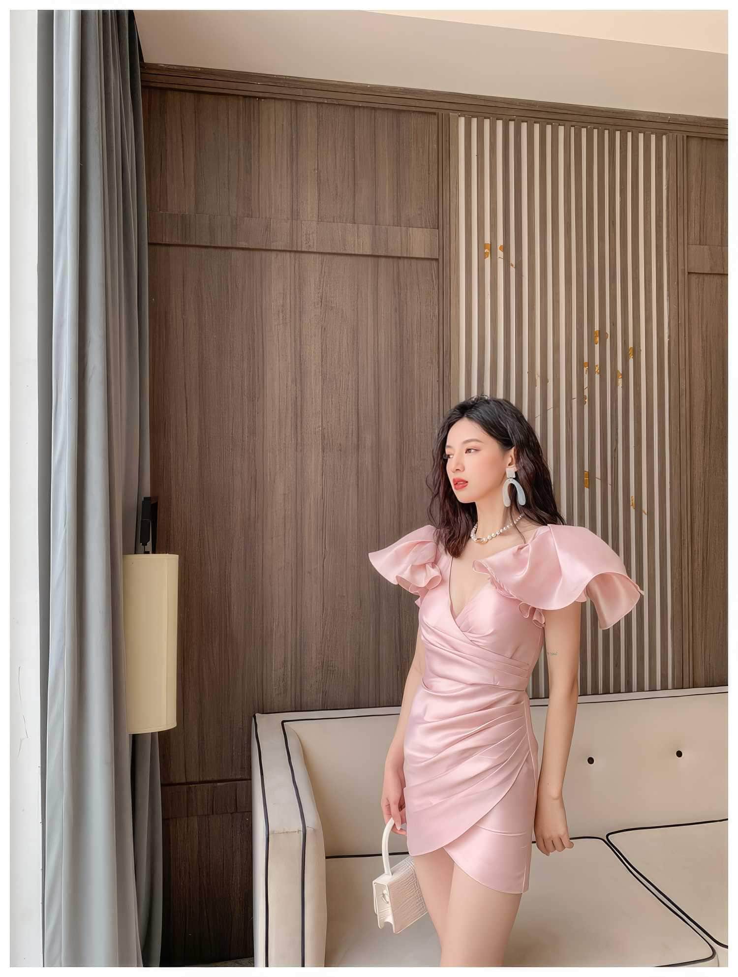Exaggerated Ruffle Satin Mini Dress