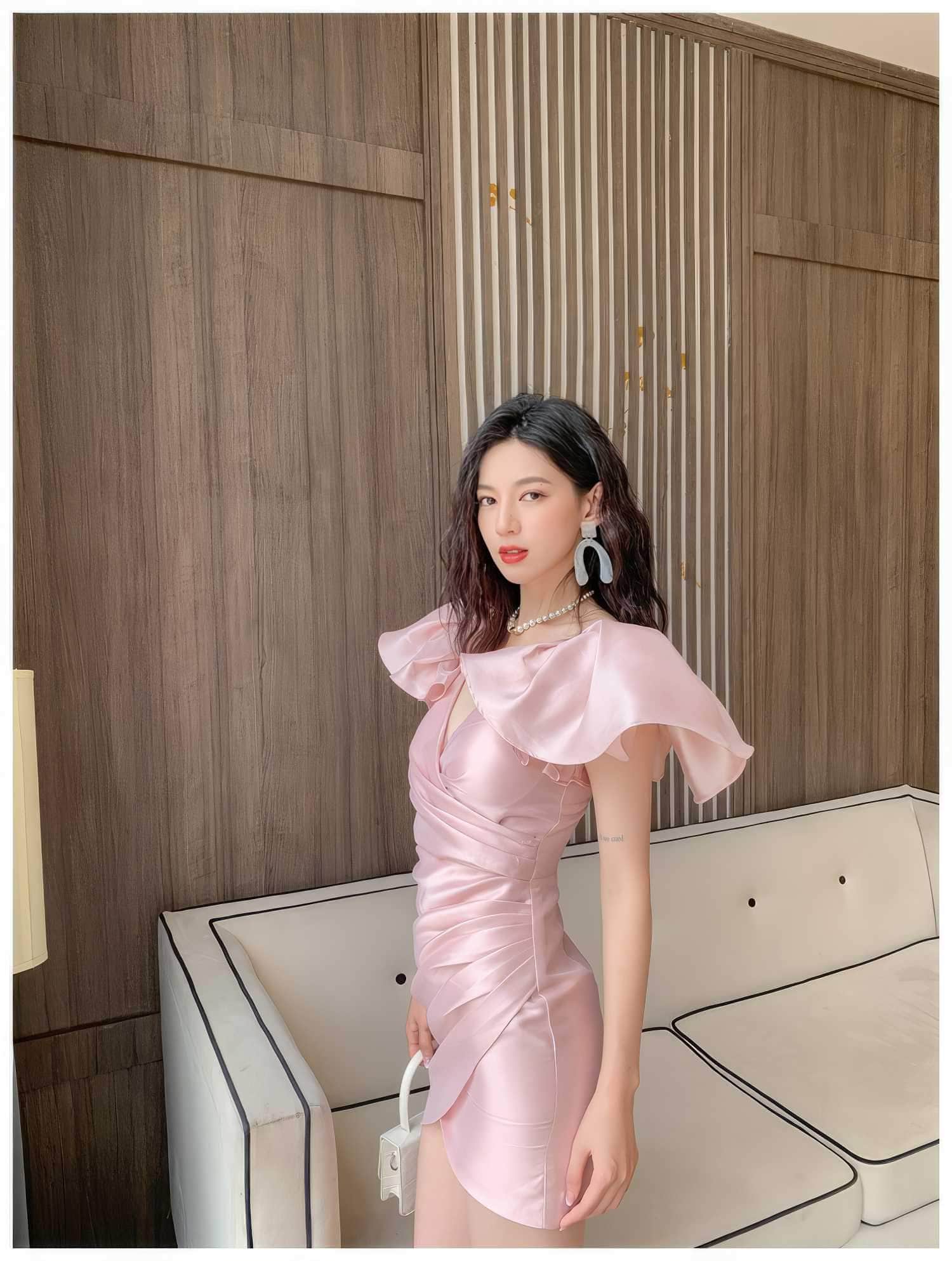 Exaggerated Ruffle Satin Mini Dress