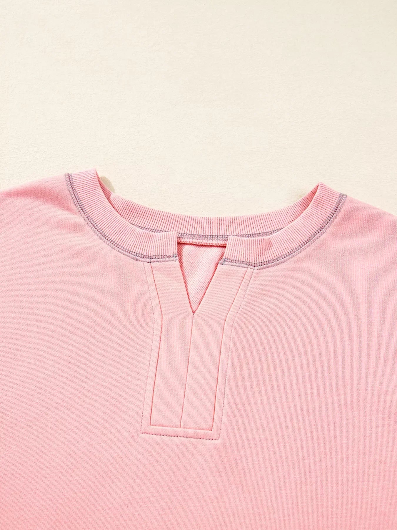 Exposed Seam Color Block Patchwork Slit Cuffs Oversize Sweatshirt