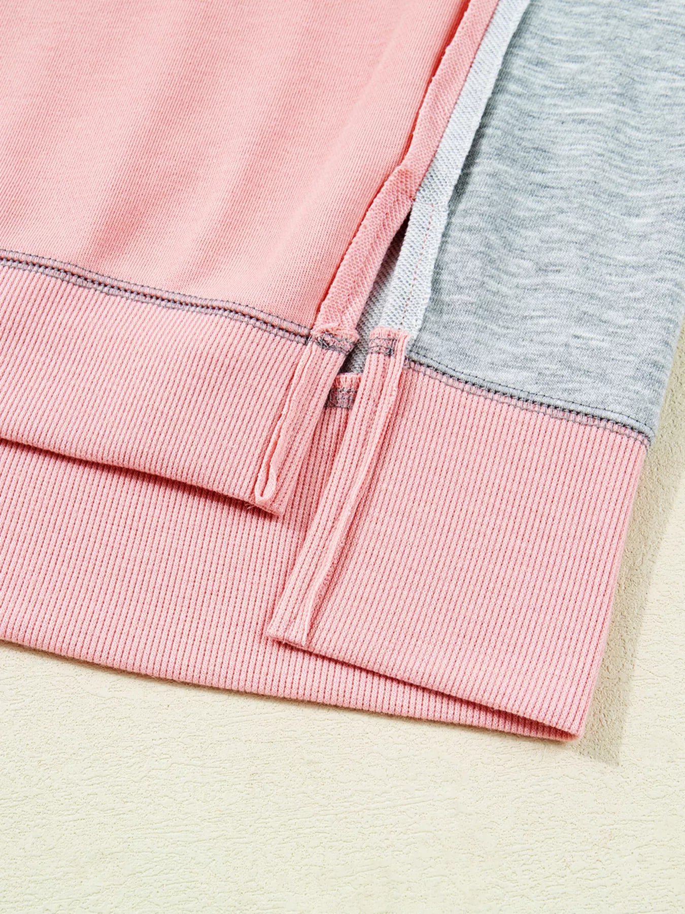 Exposed Seam Color Block Patchwork Slit Cuffs Oversize Sweatshirt