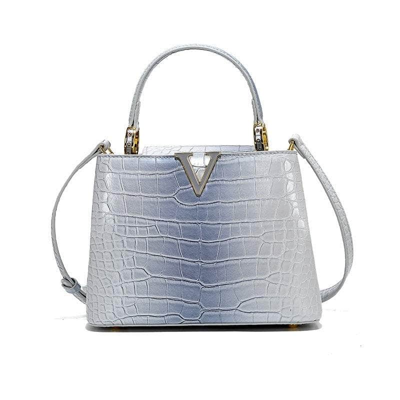 Exquisite Crocodile Print Leather Crossbody Purse Blue