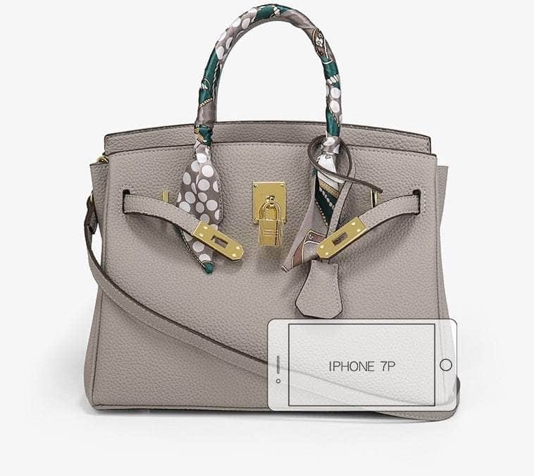 Exquisite Leather Handbag Gray / Large