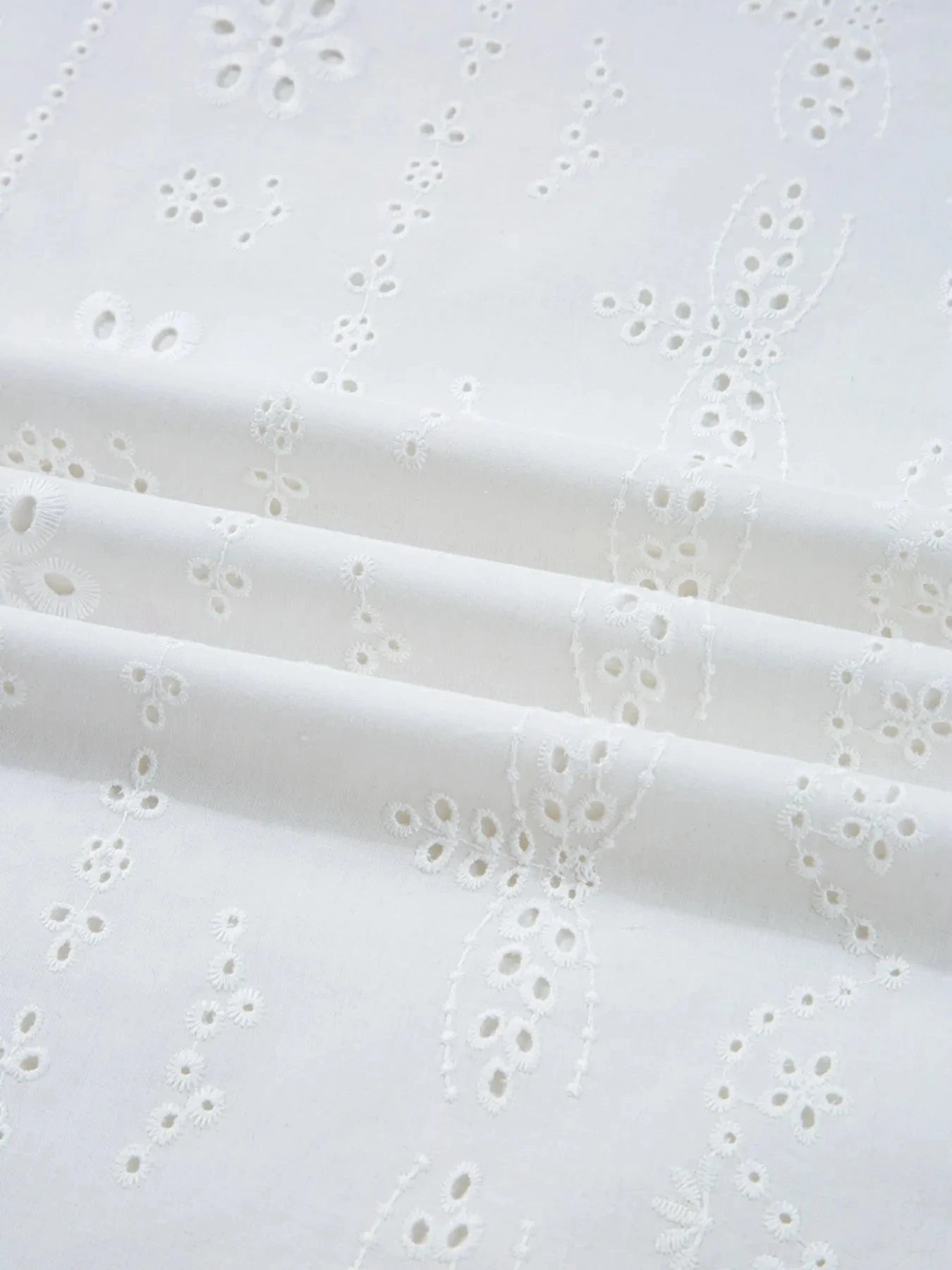 Eyelet Long Sleeve Blouse with Elastic Cuffs