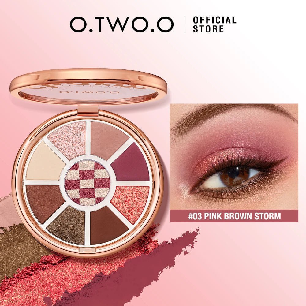 Eyeshadow Palette - 9 Colors, Waterproof Matte & Pearly Shine, Brighten Highlighter, Glitter Makeup 03