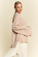 Suéter de cuello redondo alto y bajo con hombros caídos de Davi &amp; Dani