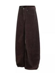 Men's corduroy pants with a wide leg silhouette.
