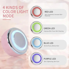 Facial cleanser brush with 2-in-1 LED light therapy and silicone heating