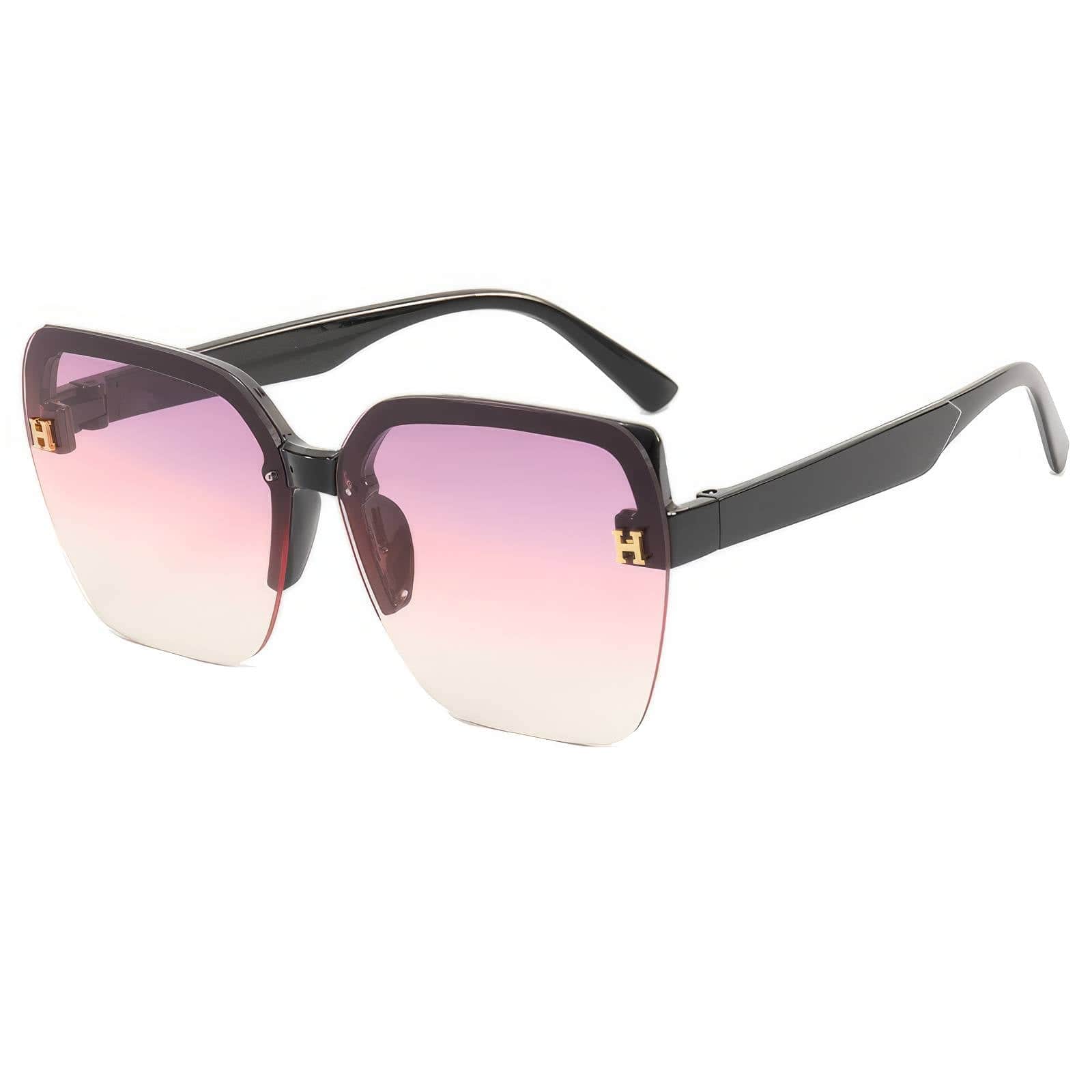 Fashion Square Sunglasses Black/Pink Gray / Resin