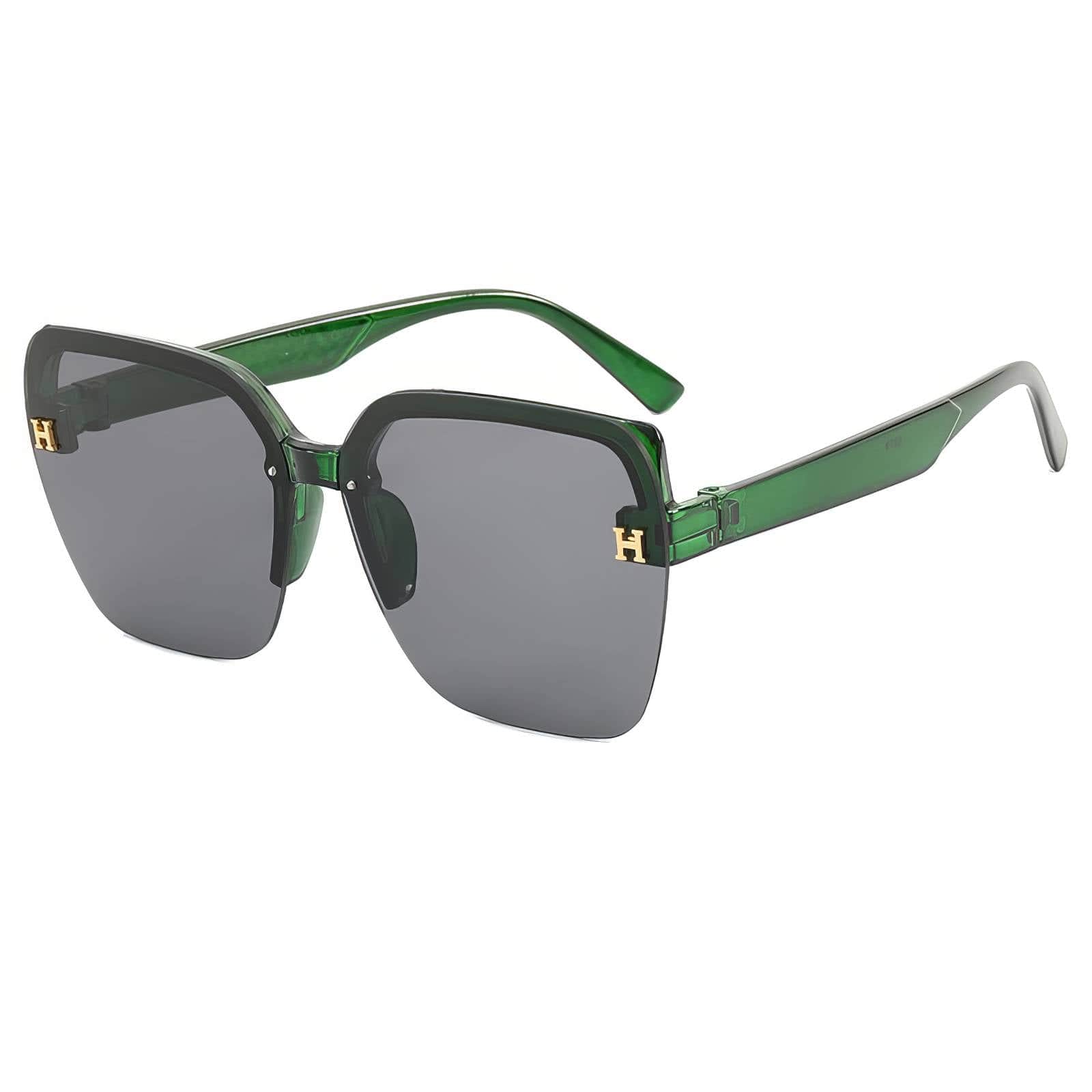 Fashion Square Sunglasses Green/Gray / Resin