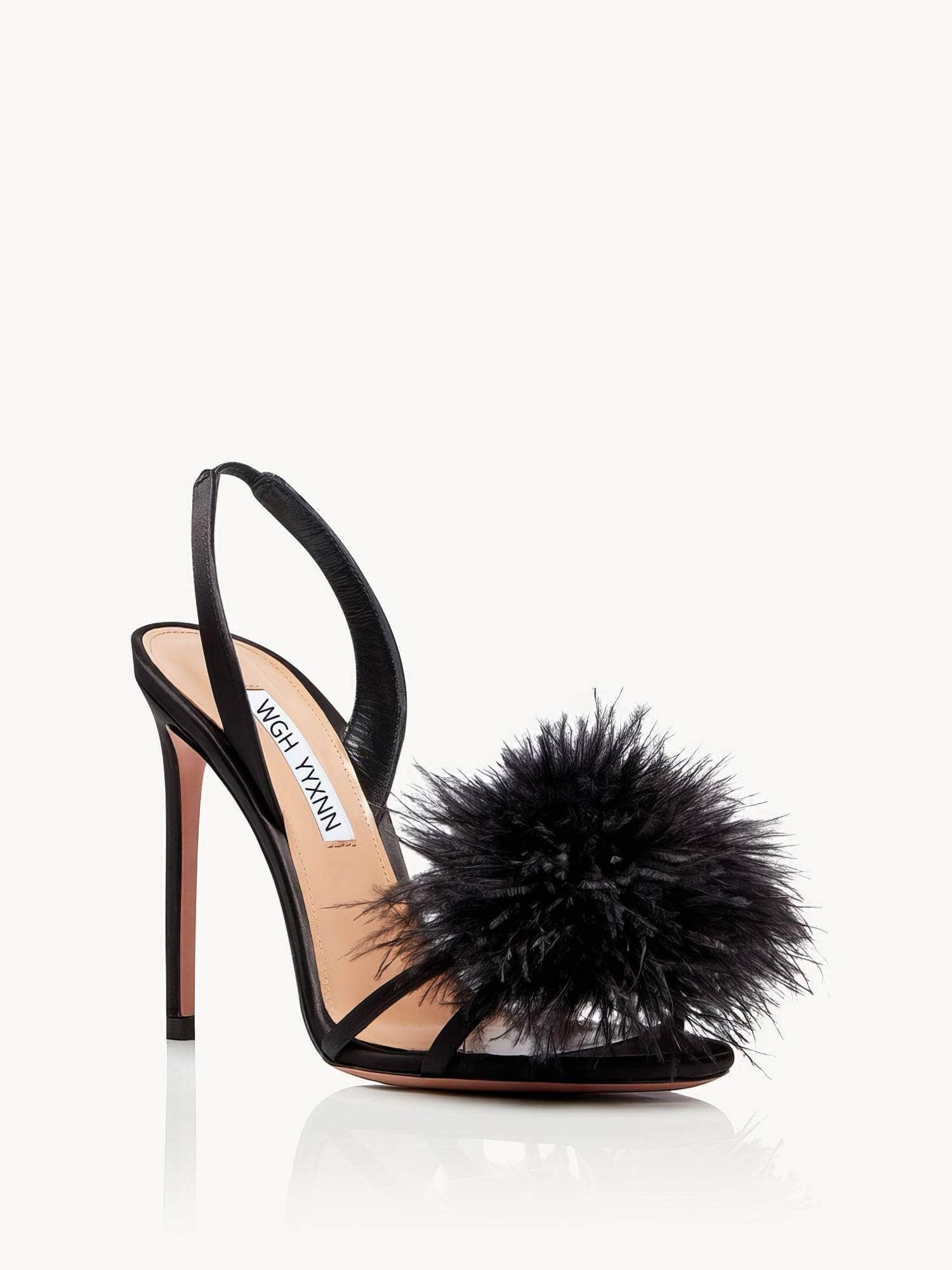 Feather Detailed Silk Sandal High Heels