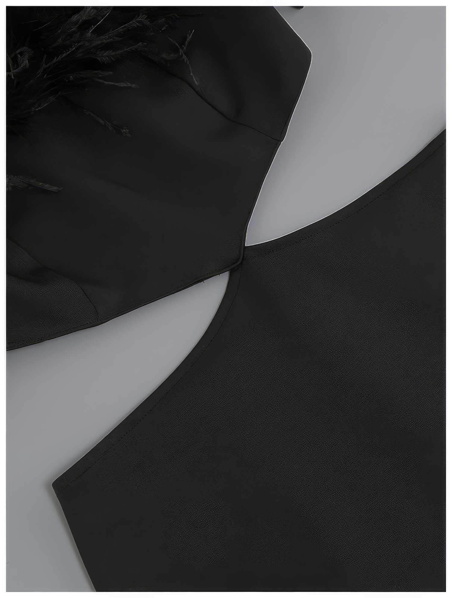 Feather-Trimmed Cutout Spaghetti Strap dress