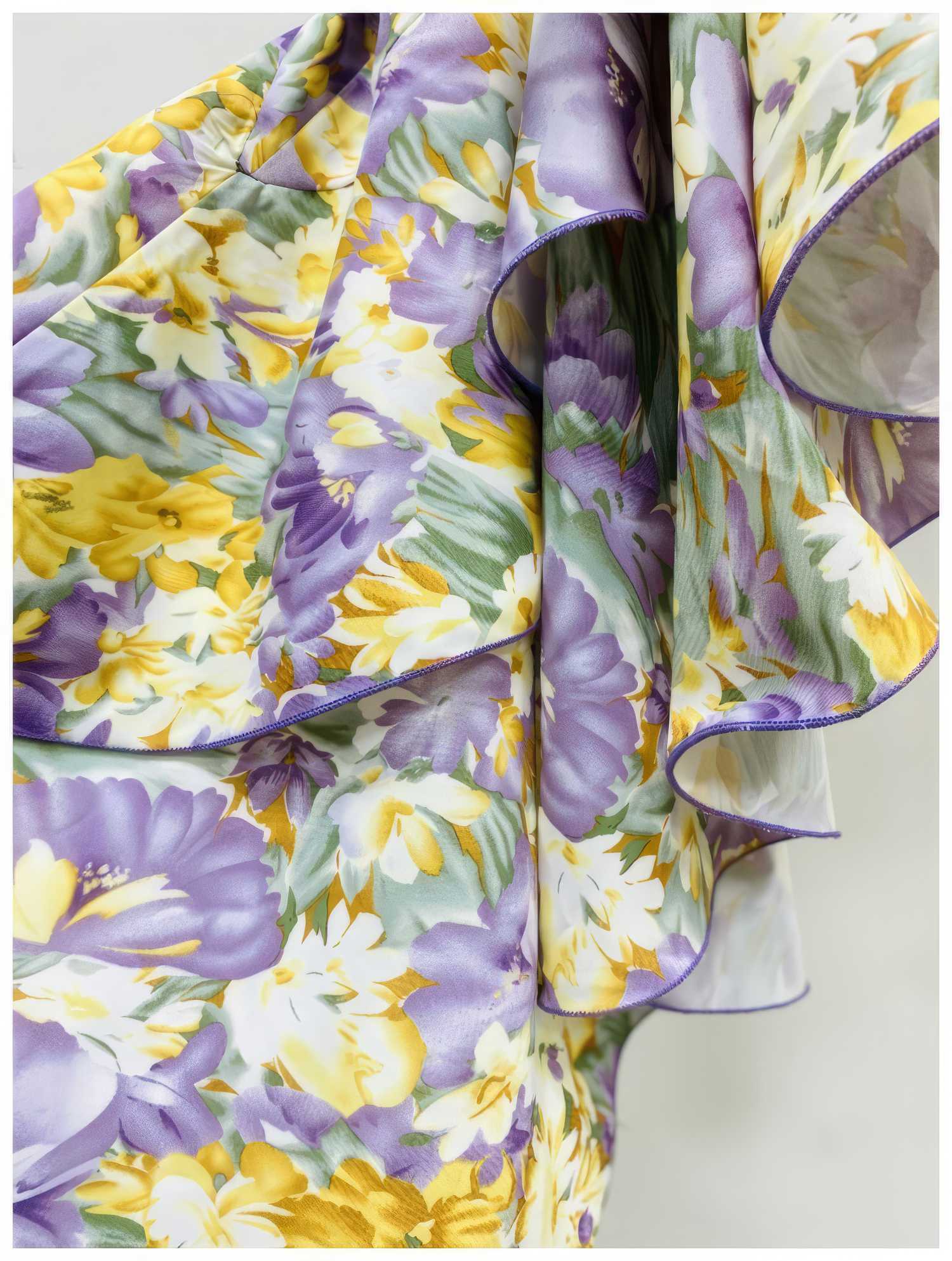 Floral Asymmetrical Cut Out Ruffle Dress