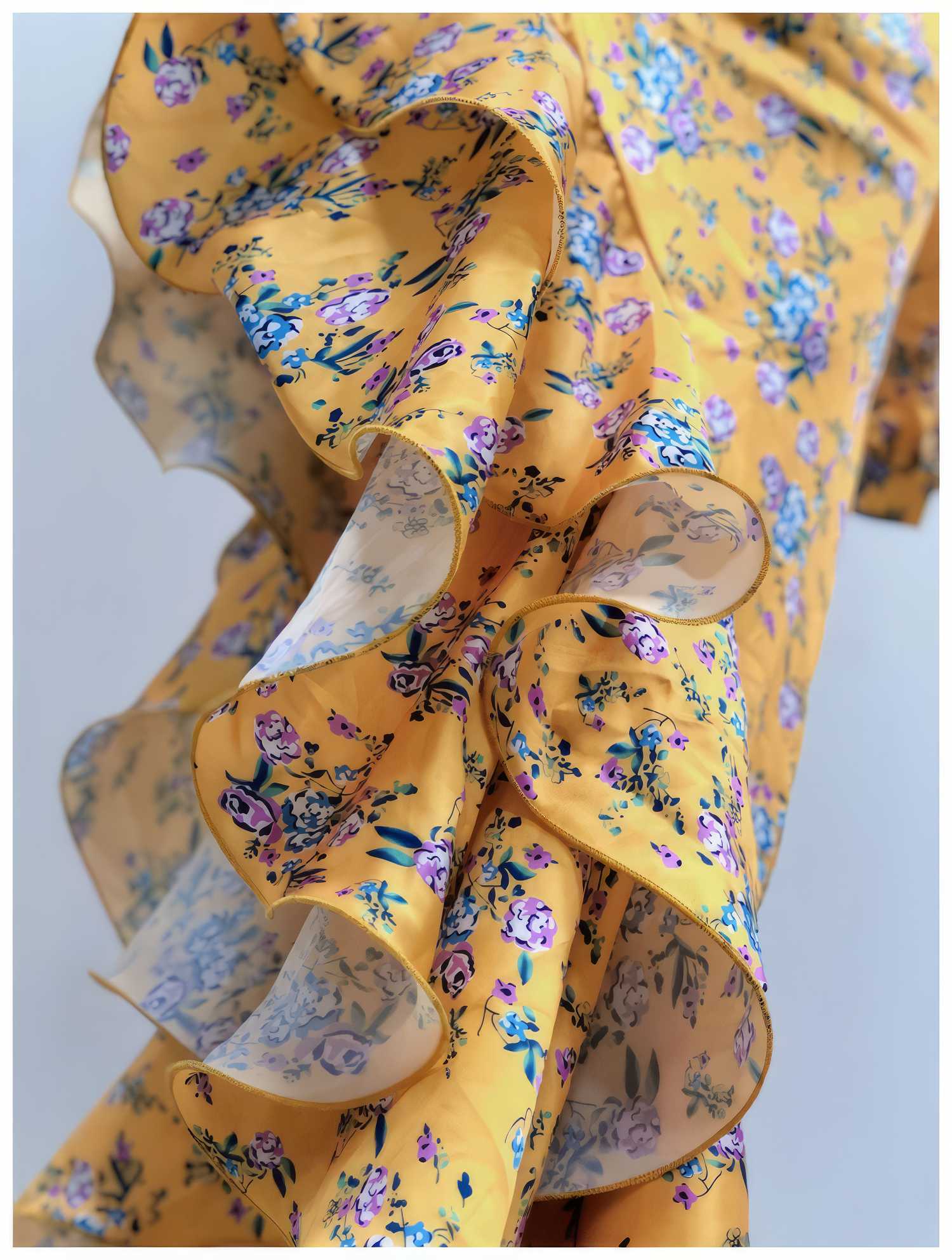 Floral Asymmetrical Cut Out Ruffle Dress