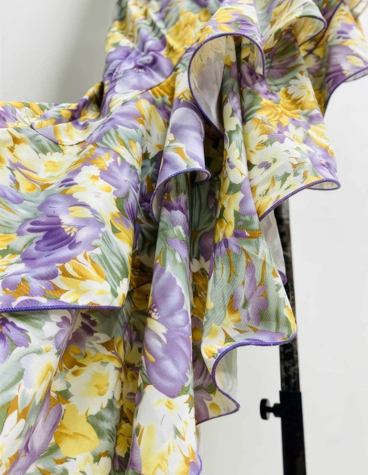 Floral Asymmetrical Cut Out Ruffle Dress