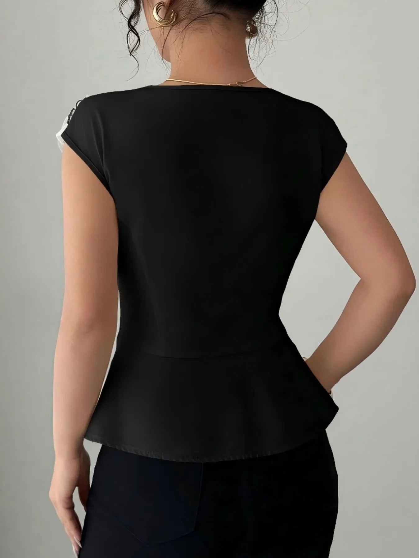 Floral Cap Sleeve Peplum Blouse