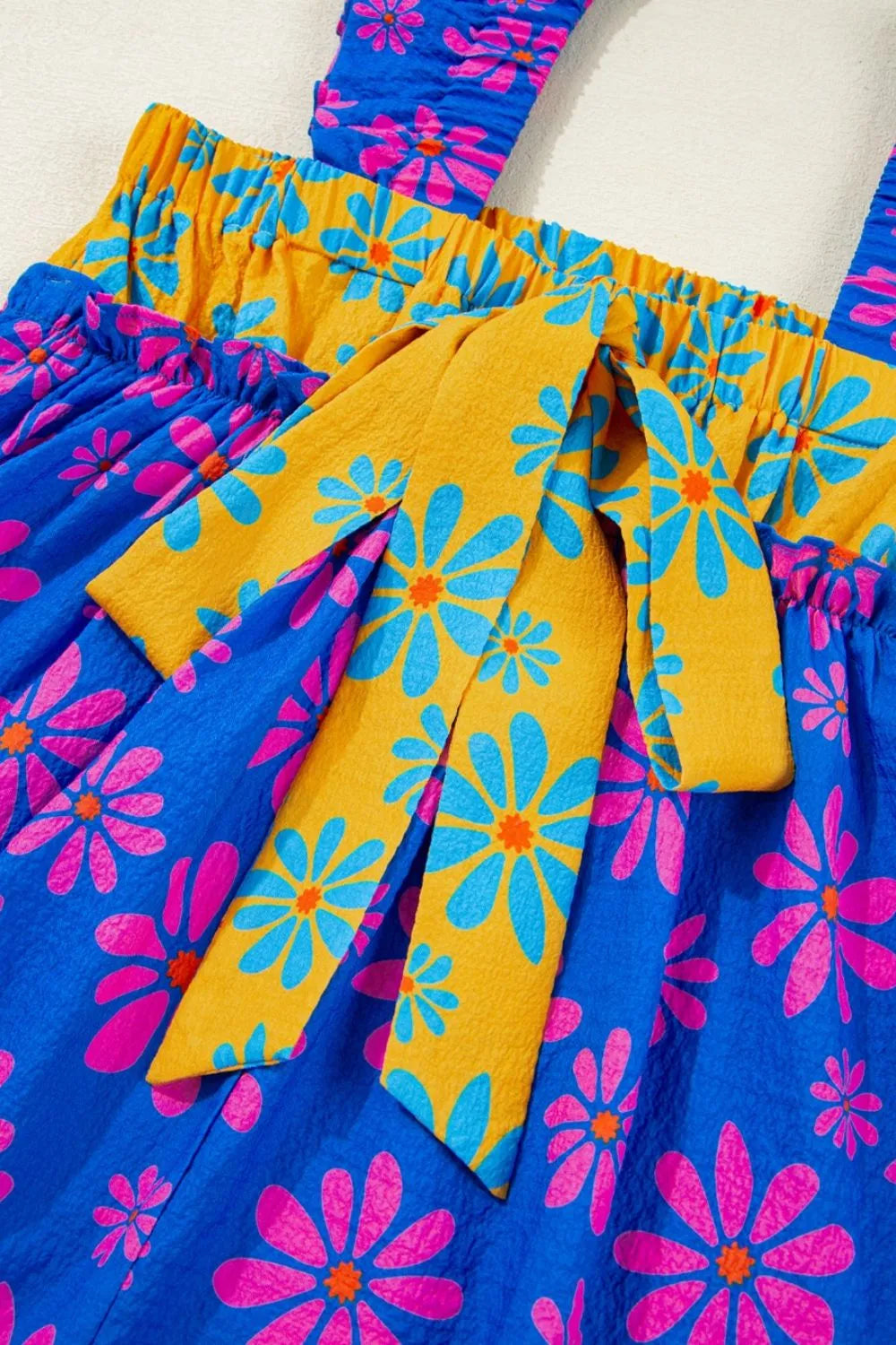 Floral Colorblock Flutter Straps Flowy Tank Top