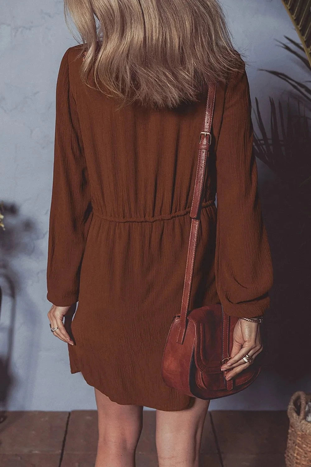 Floral  Embroidered Long Sleeve Mini Dress