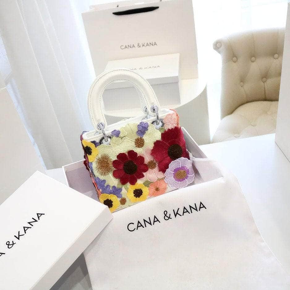 Floral Embroidered Multicolor Handbag Multicolor
