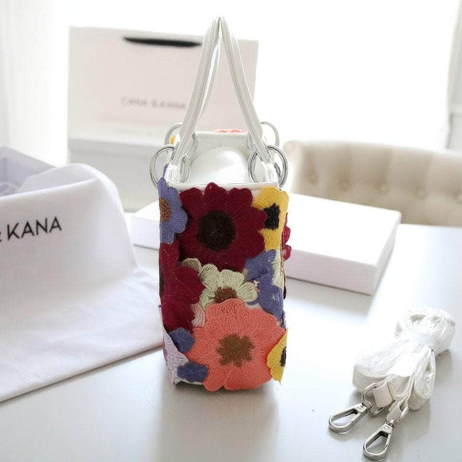 Floral Embroidered Multicolor Handbag Multicolor