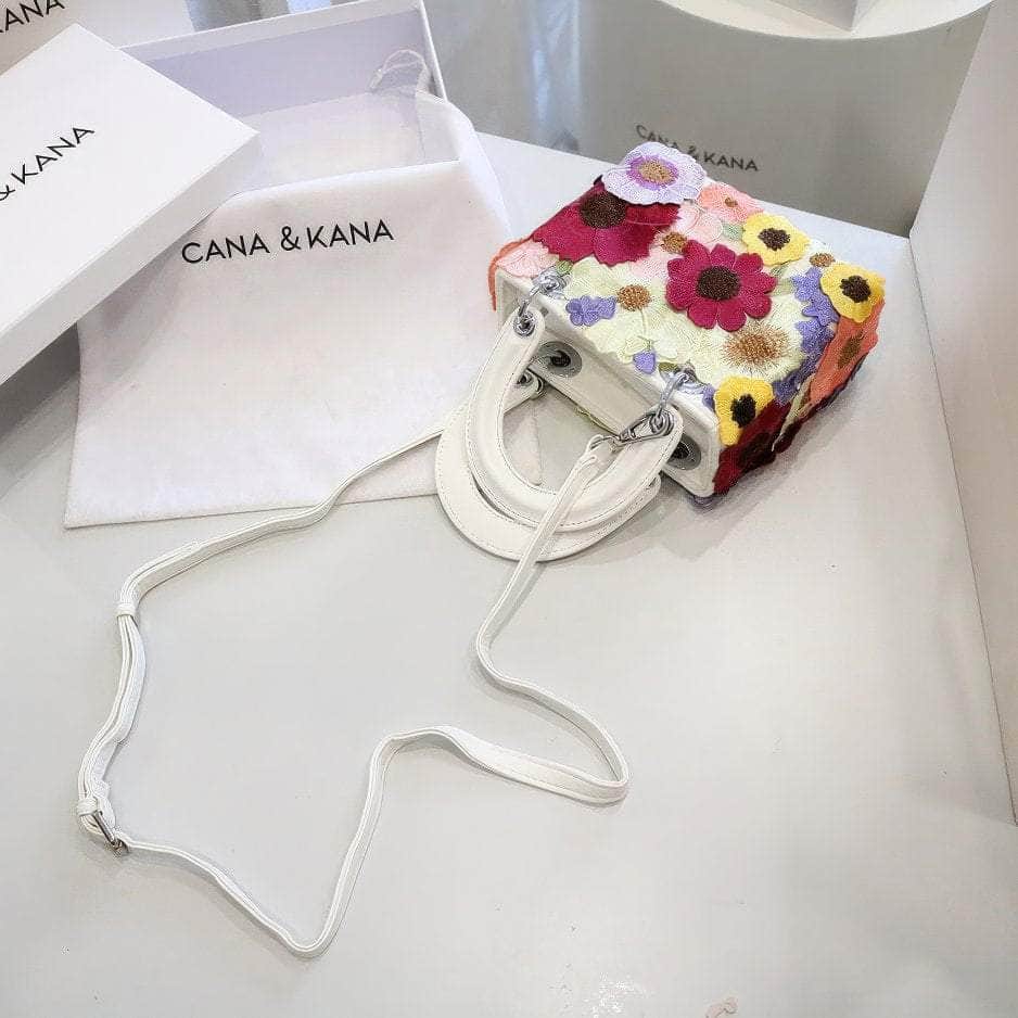 Floral Embroidered Multicolor Handbag Multicolor