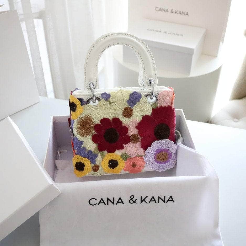 Floral Embroidered Multicolor Handbag Multicolor