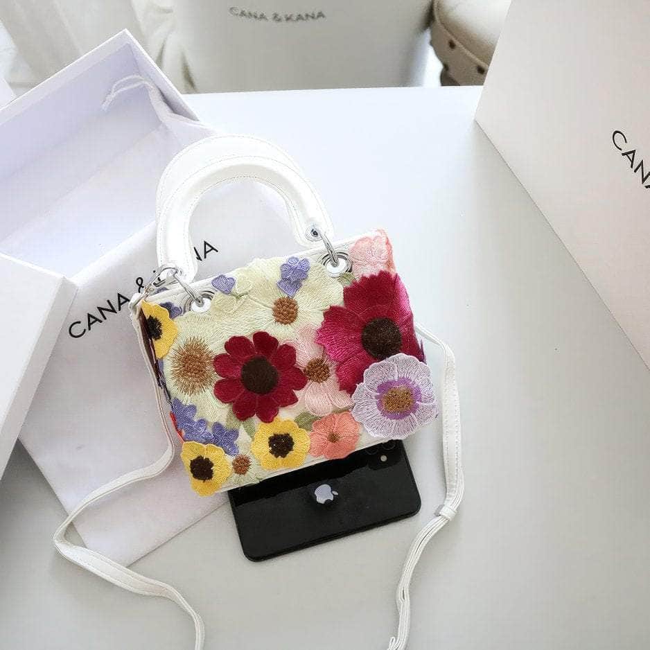 Floral Embroidered Multicolor Handbag Multicolor