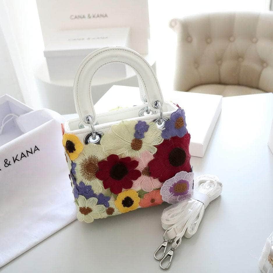 Floral Embroidered Multicolor Handbag Multicolor