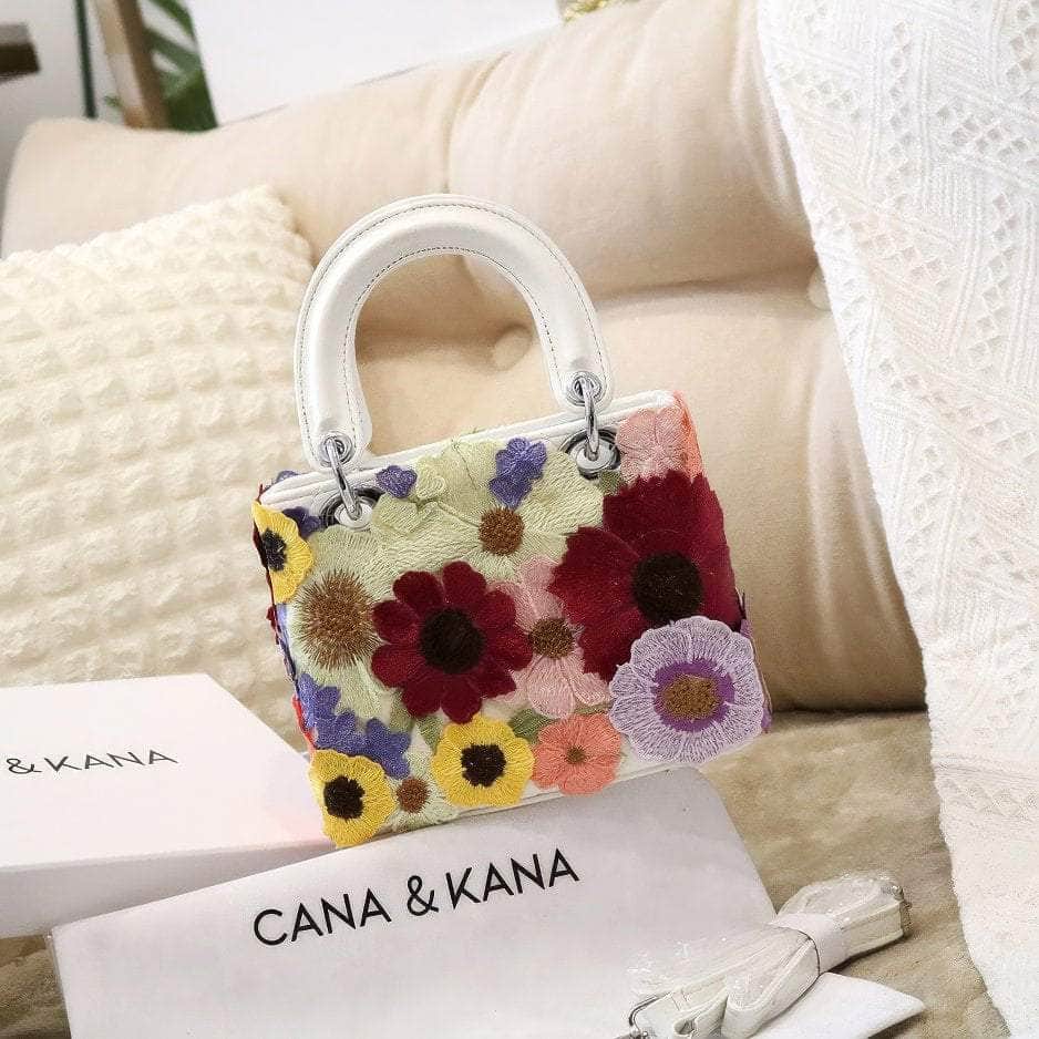 Floral Embroidered Multicolor Handbag Multicolor