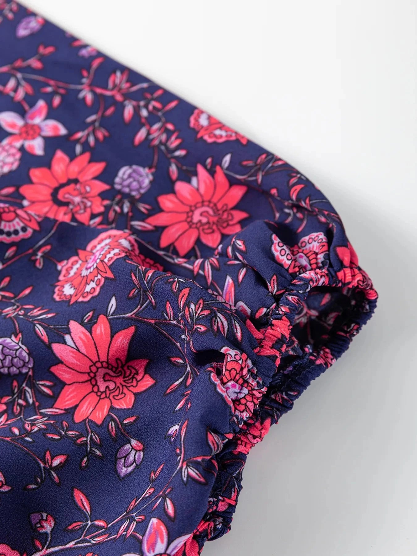 Floral Half Sleeve Split Neck Blouse Top